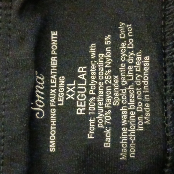 Soma Tummy Smoothing Faux Leather Ponte Black Leggings Size XXL - Picture 6 of 8